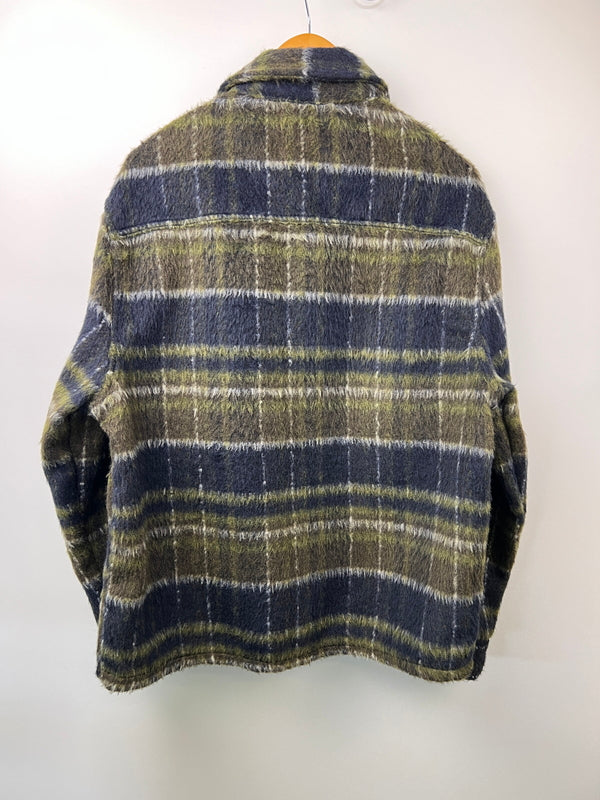 【中古品】【メンズ】 ZARA ザラ FAUX FUR OVERSHIRT フェイクファー オーバーシャツジャケット ライトアウター トップス 178-260620-kk-12-hon サイズ：XL カラー：グリーン系 万代Net店