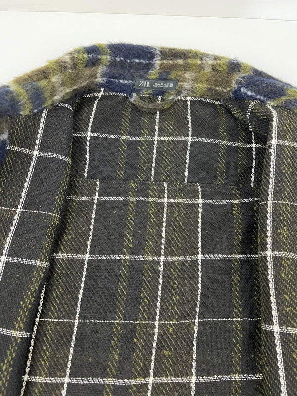 【中古品】【メンズ】 ZARA ザラ FAUX FUR OVERSHIRT フェイクファー オーバーシャツジャケット ライトアウター トップス 178-260620-kk-12-hon サイズ：XL カラー：グリーン系 万代Net店