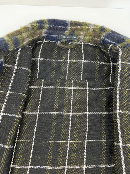 【中古品】【メンズ】 ZARA ザラ FAUX FUR OVERSHIRT フェイクファー オーバーシャツジャケット ライトアウター トップス 178-260620-kk-12-hon サイズ：XL カラー：グリーン系 万代Net店