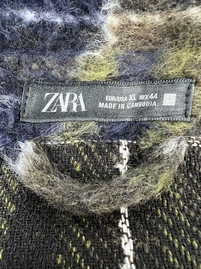 【中古品】【メンズ】 ZARA ザラ FAUX FUR OVERSHIRT フェイクファー オーバーシャツジャケット ライトアウター トップス 178-260620-kk-12-hon サイズ：XL カラー：グリーン系 万代Net店