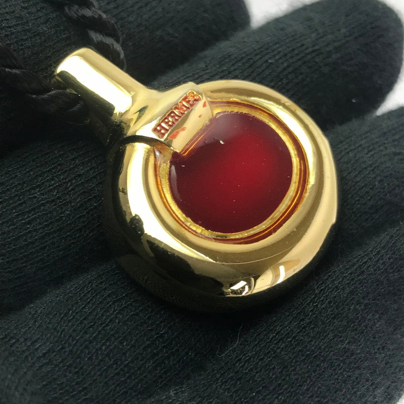 【中古品】【メンズ】 OLD HERMES オールド エルメス PERFUME BOTTLE NECKLACE パヒューム ボトル モチーフ ペンダント ネックレス アクセサリー 182-260607-na-16-tagh カラー：ブラック/ゴールド 万代Net店