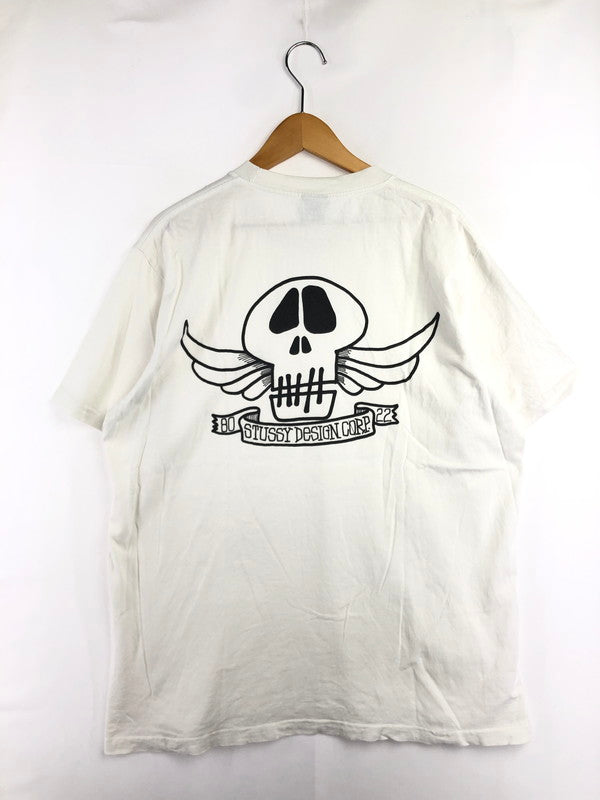 【中古品】【メンズ】 STUSSY ステューシー SKULL WING TEE スカル ウィング Tシャツ USA製 トップス 142-260611-rt-22-tagh サイズ：L カラー：ホワイト 万代Net店