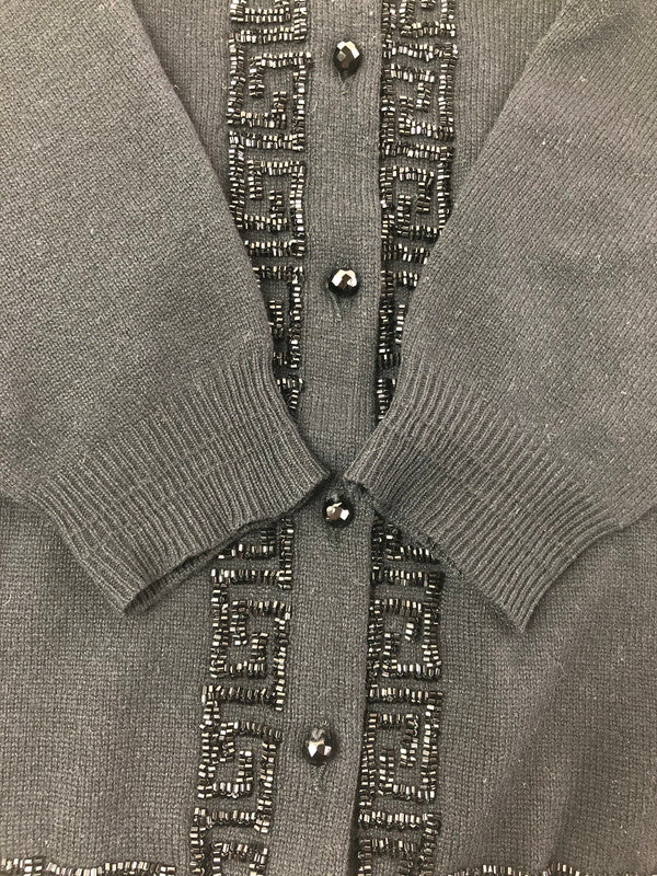 【中古品】【レディース】 GIANNI VERSACE ジャンニ ベルサーチ BEES CARDIGAN ビーズカーディガン トップス 170-260611-rt-30-tagh サイズ：38 カラー：ブラック 万代Net店