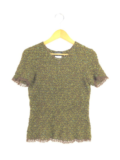 【中古品】【レディース】 CHANEL シャネル MOHAIR CENTERLOGO SS KNIT M8040 モヘア センター ロゴ ニット トップス 183-260619-rt-03-tagh サイズ：38 カラー：グリーン 万代Net店