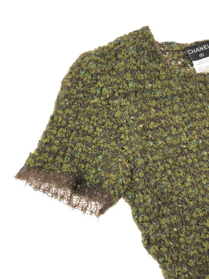 【中古品】【レディース】 CHANEL シャネル MOHAIR CENTERLOGO SS KNIT M8040 モヘア センター ロゴ ニット トップス 183-260619-rt-03-tagh サイズ：38 カラー：グリーン 万代Net店