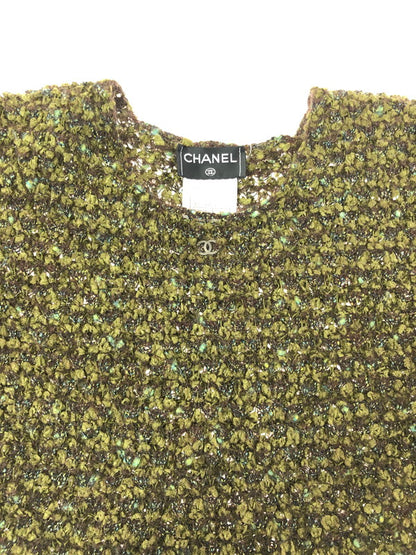 【中古品】【レディース】 CHANEL シャネル MOHAIR CENTERLOGO SS KNIT M8040 モヘア センター ロゴ ニット トップス 183-260619-rt-03-tagh サイズ：38 カラー：グリーン 万代Net店