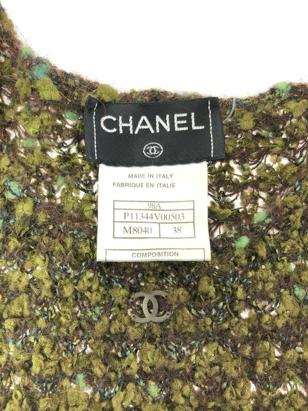 【中古品】【レディース】 CHANEL シャネル MOHAIR CENTERLOGO SS KNIT M8040 モヘア センター ロゴ ニット トップス 183-260619-rt-03-tagh サイズ：38 カラー：グリーン 万代Net店