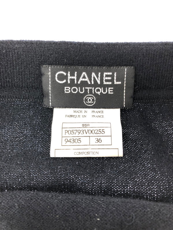 【中古品】【レディース】 CHANEL BOUTIQUE シャネル ブティック CASHMERE SKIRT フランス製 カシミヤ スカート 183-260619-rt-01-tagh サイズ：36 カラー：ブラック 万代Net店
