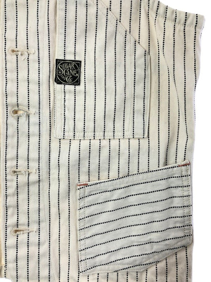 【中古品】【メンズ】 SUGAR CANE シュガー ケーン WHITE WABASH STRIPE WORK VEST LOT.022 ホワイト ワボッシュ ワーク ストライプ ベスト トップス 145-260611-rt-12-tagh サイズ：36 カラー：アイボリー 万代Net店