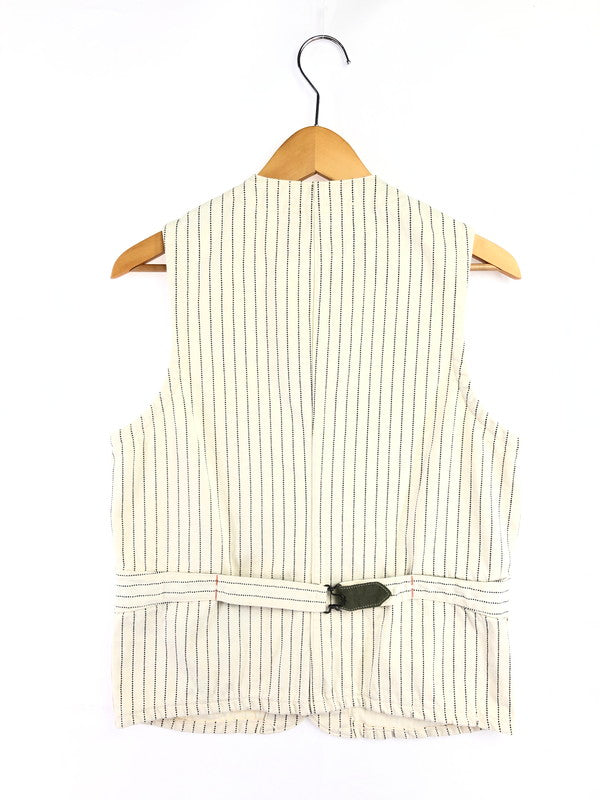 【中古品】【メンズ】 SUGAR CANE シュガー ケーン WHITE WABASH STRIPE WORK VEST LOT.022 ホワイト ワボッシュ ワーク ストライプ ベスト トップス 145-260611-rt-12-tagh サイズ：36 カラー：アイボリー 万代Net店