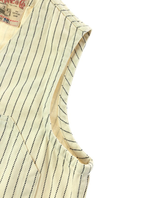 【中古品】【メンズ】 SUGAR CANE シュガー ケーン WHITE WABASH STRIPE WORK VEST LOT.022 ホワイト ワボッシュ ワーク ストライプ ベスト トップス 145-260611-rt-12-tagh サイズ：36 カラー：アイボリー 万代Net店