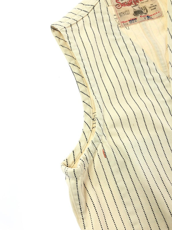【中古品】【メンズ】 SUGAR CANE シュガー ケーン WHITE WABASH STRIPE WORK VEST LOT.022 ホワイト ワボッシュ ワーク ストライプ ベスト トップス 145-260611-rt-12-tagh サイズ：36 カラー：アイボリー 万代Net店