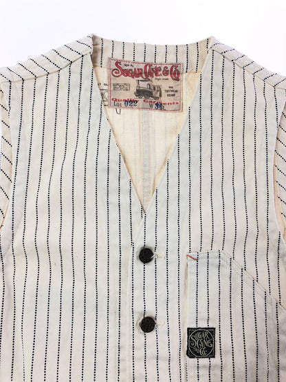【中古品】【メンズ】 SUGAR CANE シュガー ケーン WHITE WABASH STRIPE WORK VEST LOT.022 ホワイト ワボッシュ ワーク ストライプ ベスト トップス 145-260611-rt-12-tagh サイズ：36 カラー：アイボリー 万代Net店