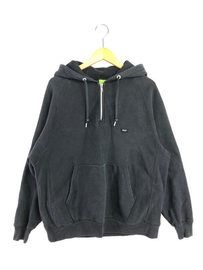 【中古品】【メンズ】 HUF ハフ SMALL LOGO HALF ZIP PULLOVER HOODIE スモール ロゴ ハーフジップ プルオーバー フーディー パーカー トップス 142-260611-rt-18-tagh サイズ：M カラー：ブラック 万代Net店