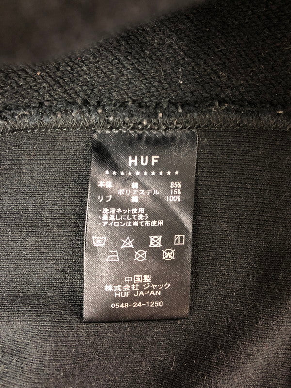 【中古品】【メンズ】 HUF ハフ SMALL LOGO HALF ZIP PULLOVER HOODIE スモール ロゴ ハーフジップ プルオーバー フーディー パーカー トップス 142-260611-rt-18-tagh サイズ：M カラー：ブラック 万代Net店