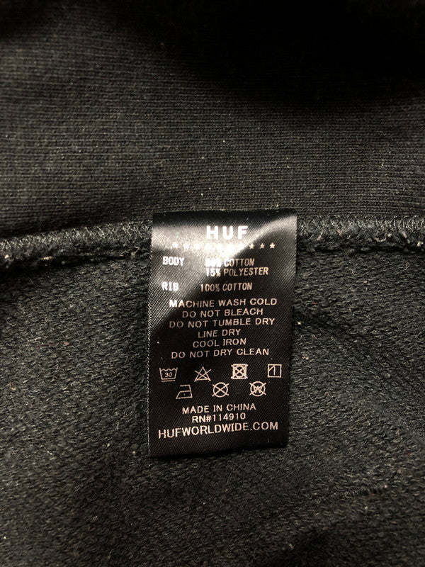 【中古品】【メンズ】 HUF ハフ SMALL LOGO HALF ZIP PULLOVER HOODIE スモール ロゴ ハーフジップ プルオーバー フーディー パーカー トップス 142-260611-rt-18-tagh サイズ：M カラー：ブラック 万代Net店