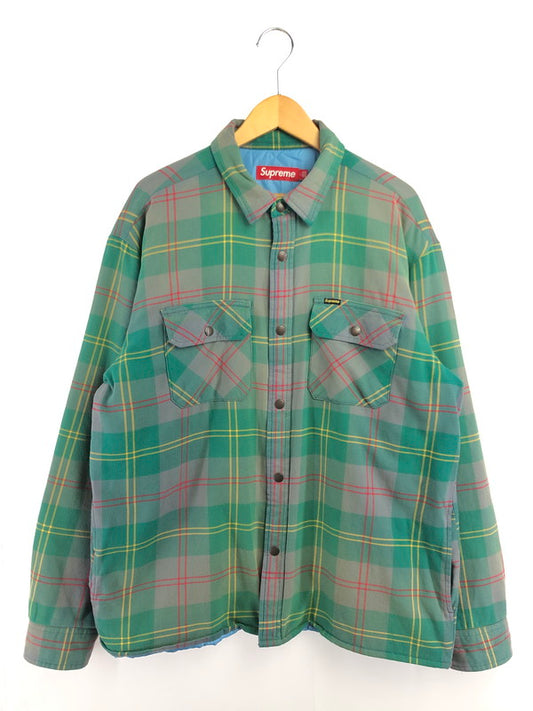 【中古品】【メンズ】 SUPREME シュプリーム 26SS QUILTED LINED FLANNEL SNAP SHIRT フランネル シャツ 長袖シャツ トップス 149-260610-rt-06-tagh サイズ：L カラー：グリーン系 万代Net店