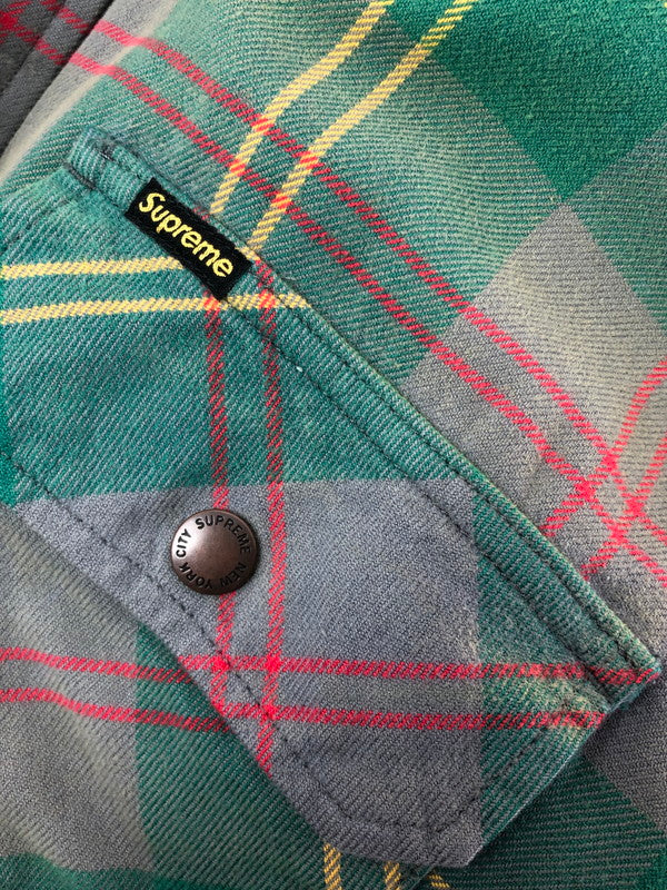 【中古品】【メンズ】 SUPREME シュプリーム 26SS QUILTED LINED FLANNEL SNAP SHIRT フランネル シャツ 長袖シャツ トップス 149-260610-rt-06-tagh サイズ：L カラー：グリーン系 万代Net店