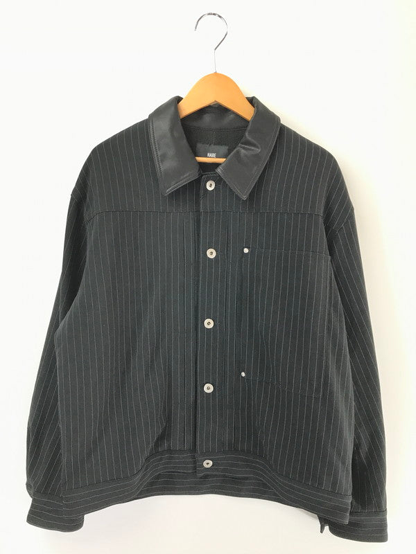 【中古美品】【メンズ】 HARE ハレ DW ST TRACKER JACKET HA030034ST ダブルウィーブ ストライプ トラッカージャケット ライトアウター 147-260707-na-06-tagh サイズ：F カラー：ブラック 万代Net店