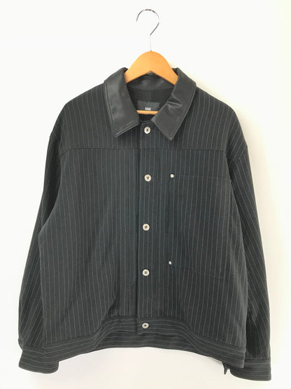 【中古美品】【メンズ】 HARE ハレ DW ST TRACKER JACKET HA030034ST ダブルウィーブ ストライプ トラッカージャケット ライトアウター 147-260707-na-06-tagh サイズ：F カラー：ブラック 万代Net店