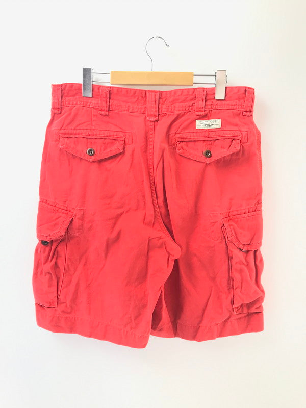 【中古品】【メンズ】 POLO RALPH LAUREN ポロ ラルフ ローレン 90's CARGO SHORTS 90年代 カーゴ ショートパンツ ボトムス 157-260607-rt-11-tagh サイズ：34 カラー：レッド 万代Net店