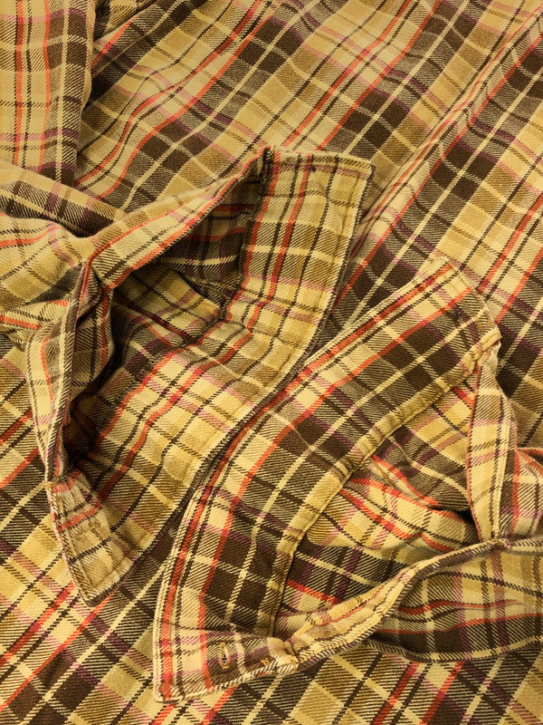 【中古品】【メンズ】 RALPH LAUREN ラルフローレン SPORT CARRINGTON スポーツ キャリンントン 90's LS FLANNEL WORK SHIRT 90年代 フランネルシャツ シャツ 146-260611-rt-15-tagh サイズ：XXL カラー：ブラウン 万代Net店