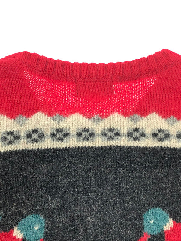【現状渡し品】【メンズ】 WOOLRICH ウールリッチ 80's WOOL KNIT SWEATER DUCK 9638 80年代 ウールニット セーター ヴィンテージ トップス 146-260913-rt-13-tagh サイズ：XL カラー：ブラック/レッド 万代Net店