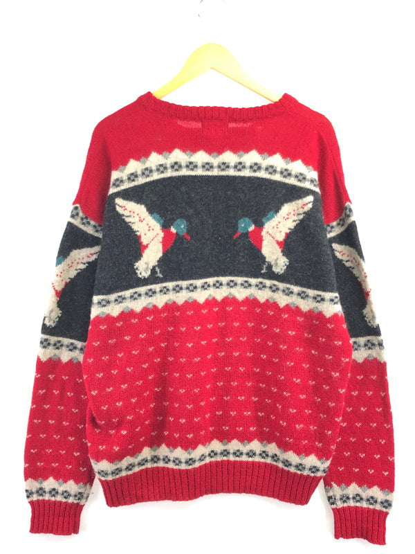 【現状渡し品】【メンズ】 WOOLRICH ウールリッチ 80's WOOL KNIT SWEATER DUCK 9638 80年代 ウールニット セーター ヴィンテージ トップス 146-260913-rt-13-tagh サイズ：XL カラー：ブラック/レッド 万代Net店