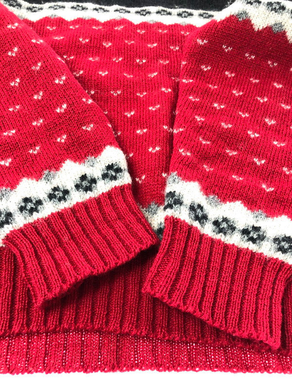 【現状渡し品】【メンズ】 WOOLRICH ウールリッチ 80's WOOL KNIT SWEATER DUCK 9638 80年代 ウールニット セーター ヴィンテージ トップス 146-260913-rt-13-tagh サイズ：XL カラー：ブラック/レッド 万代Net店