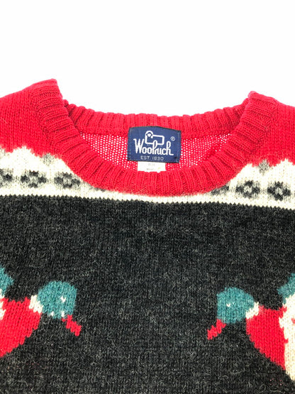 【現状渡し品】【メンズ】 WOOLRICH ウールリッチ 80's WOOL KNIT SWEATER DUCK 9638 80年代 ウールニット セーター ヴィンテージ トップス 146-260913-rt-13-tagh サイズ：XL カラー：ブラック/レッド 万代Net店