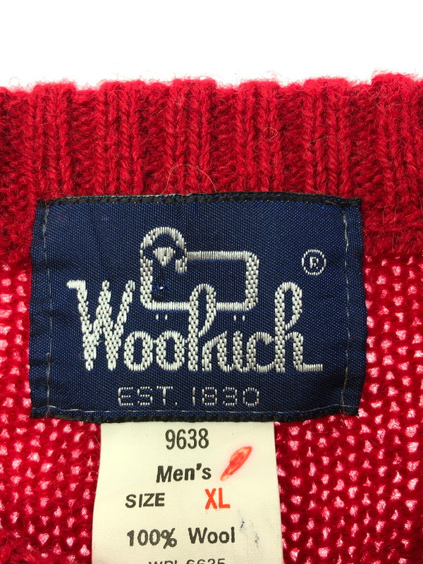 【現状渡し品】【メンズ】 WOOLRICH ウールリッチ 80's WOOL KNIT SWEATER DUCK 9638 80年代 ウールニット セーター ヴィンテージ トップス 146-260913-rt-13-tagh サイズ：XL カラー：ブラック/レッド 万代Net店