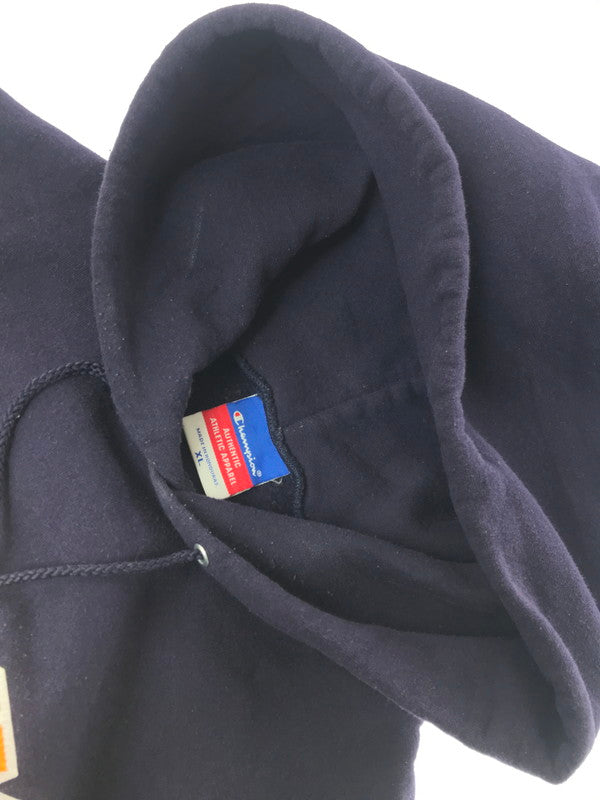 【中古品】【メンズ】 CHAMPION チャンピオン 00's EMERSON COLLEGE HOODIE PURPLE フロント ロゴ フーディー パーカー トップス 146-260917-rt-31-tagh サイズ：XL カラー：パープル 万代Net店