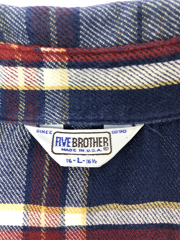 【中古品】【メンズ】 FIVE BROTHER ファイブ ブラザーズ 70～80's LS FLANNEL SHIRT 70～80年代 ロングスリーブ フランネル シャツ USA製 トップス 146-260611-rt-14-tagh サイズ：L カラー：ネイビー 万代Net店