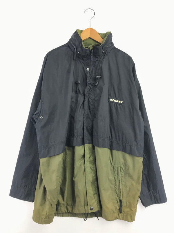 【現状渡し品】【メンズ】 OLD STUSSY オールド ステューシー 90S STOWABLE HOODED 2-TONE NYLON JACKET ツートン カラー ナイロン ジャケット ライトアウター 142-260619-rt-28-tagh サイズ：L カラー：ブラック/オリーブ 万代Net店