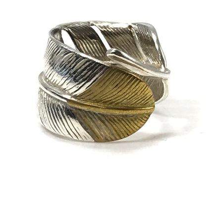 【中古品】【メンズ】 SV925 FEATHER RING フェザー リング 指輪 アクセサリー 191-260624-na-03-tagh カラー：シルバー/ゴールド 万代Net店