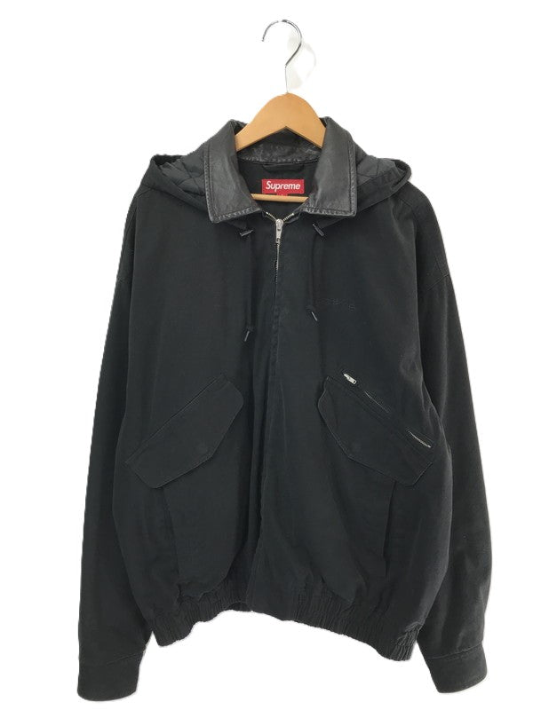 【中古品】【メンズ】 SUPREME シュプリーム 23AW LEATHER COLLAR UTILITY JACKET レザー カラー ユーティリティ ジャケット ライトアウター 149-260701-rt-19-tag サイズ：L カラー：ブラック 万代Net店