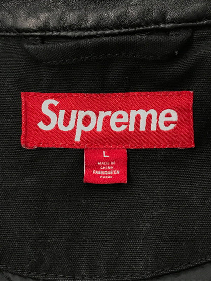 【中古品】【メンズ】 SUPREME シュプリーム 23AW LEATHER COLLAR UTILITY JACKET レザー カラー ユーティリティ ジャケット ライトアウター 149-260701-rt-19-tag サイズ：L カラー：ブラック 万代Net店