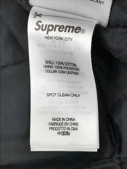 【中古品】【メンズ】 SUPREME シュプリーム 23AW LEATHER COLLAR UTILITY JACKET レザー カラー ユーティリティ ジャケット ライトアウター 149-260701-rt-19-tag サイズ：L カラー：ブラック 万代Net店