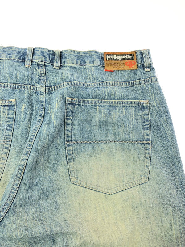 【中古品】【メンズ】 PELLEPELLE ペレペレ 00's WIDE DENIM PANTS 2000年代 ワイド デニム パンツ 香港製 ジーンズ ボトムス 157-260624-rt-08-tagh サイズ：W44 カラー：インディゴ 万代Net店
