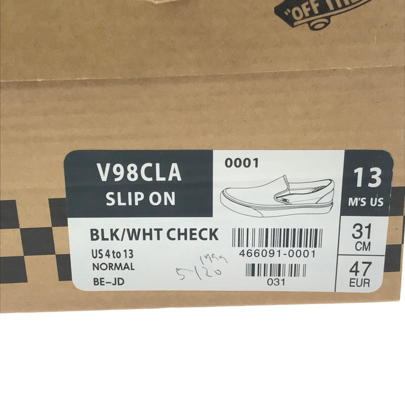【中古美品】【メンズ】 VANS バンズ SLIP ON V98CLA スリッポン スニーカー 靴 162-260622-na-07-tagh サイズ：31cm US 13 カラー：BLK/WHT CHECK 万代Net店