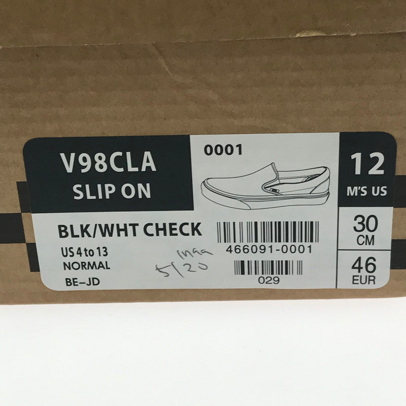 【中古美品】【メンズ】 VANS バンズ SLIP ON V98CLA スリッポン スニーカー 靴 162-260622-na-08-tagh サイズ：30cm US 12 カラー：BLK/WHT CHECK 万代Net店