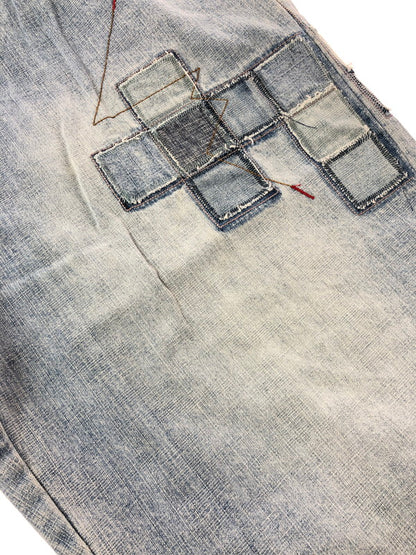 【中古品】【メンズ】 AKADEMIKS アカデミクス PATCHWORKS DENIM SHORTS パッチワーク デニム ショートパンツ ボトムス 157-260624-rt-01-tagh サイズ：38 カラー：インディゴ 万代Net店