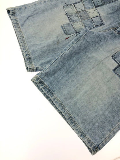 【中古品】【メンズ】 AKADEMIKS アカデミクス PATCHWORKS DENIM SHORTS パッチワーク デニム ショートパンツ ボトムス 157-260624-rt-01-tagh サイズ：38 カラー：インディゴ 万代Net店