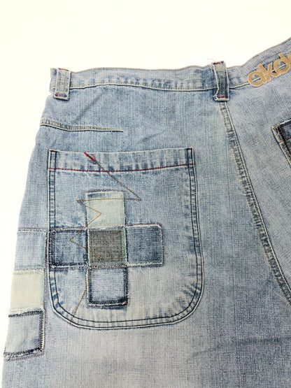 【中古品】【メンズ】 AKADEMIKS アカデミクス PATCHWORKS DENIM SHORTS パッチワーク デニム ショートパンツ ボトムス 157-260624-rt-01-tagh サイズ：38 カラー：インディゴ 万代Net店