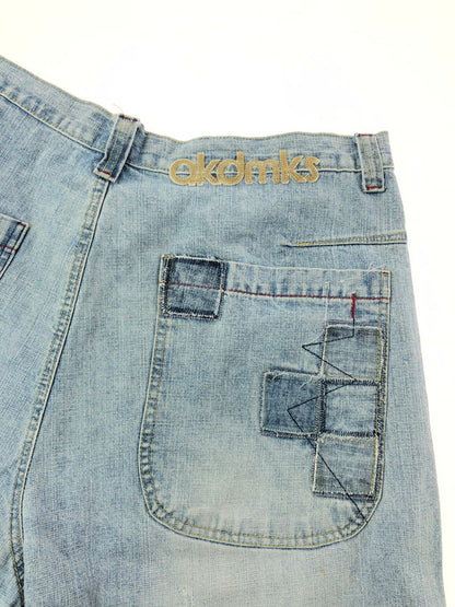 【中古品】【メンズ】 AKADEMIKS アカデミクス PATCHWORKS DENIM SHORTS パッチワーク デニム ショートパンツ ボトムス 157-260624-rt-01-tagh サイズ：38 カラー：インディゴ 万代Net店