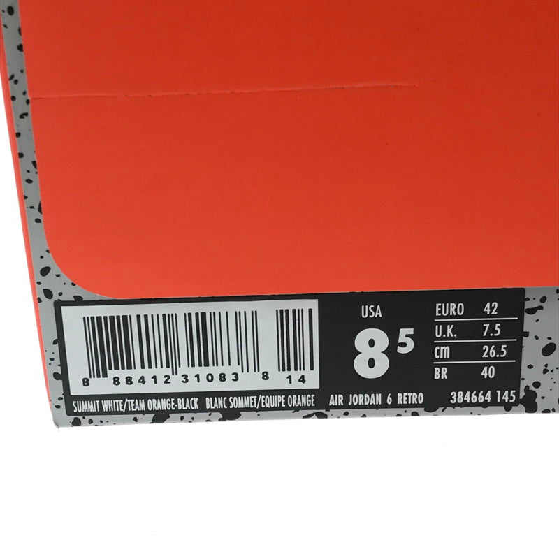 【中古美品】【メンズ】 NIKE ナイキ AIR JORDAN 6 RETRO 384664-145 エアジョーダン 6 レトロ スニーカー 靴 160-260612-na-14-tagh サイズ：26.5cm US 8.5 カラー：SUMMIT WHITE/TEAM ORANGE-BLACK 万代Net店