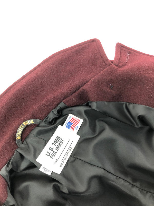 【中古品】【メンズ】 SCHOTT BROS ショット USA製 P COAT 7118 ピーコート アウター 145-260622-na-23-tagh サイズ：38 カラー：ボルドー 万代Net店