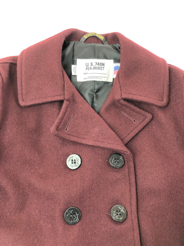 【中古品】【メンズ】 SCHOTT BROS ショット USA製 P COAT 7118 ピーコート アウター 145-260622-na-23-tagh サイズ：38 カラー：ボルドー 万代Net店