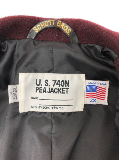 【中古品】【メンズ】 SCHOTT BROS ショット USA製 P COAT 7118 ピーコート アウター 145-260622-na-23-tagh サイズ：38 カラー：ボルドー 万代Net店