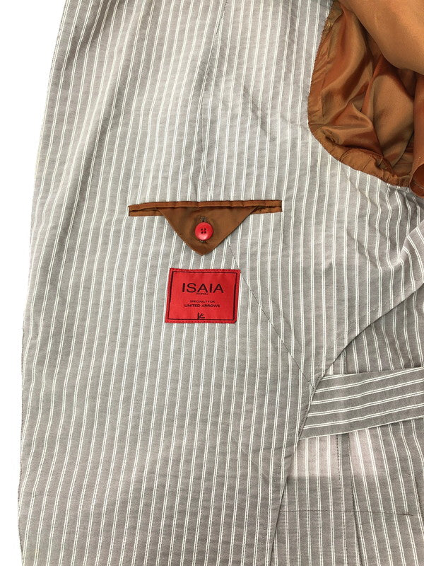 【中古品】【メンズ】 ISAIA イザイア TAILORED JACKET シルク混 テーラード ジャケット ライトアウター 147-260619-rt-10-tagh サイズ：下記参照 カラー：グレー 万代Net店